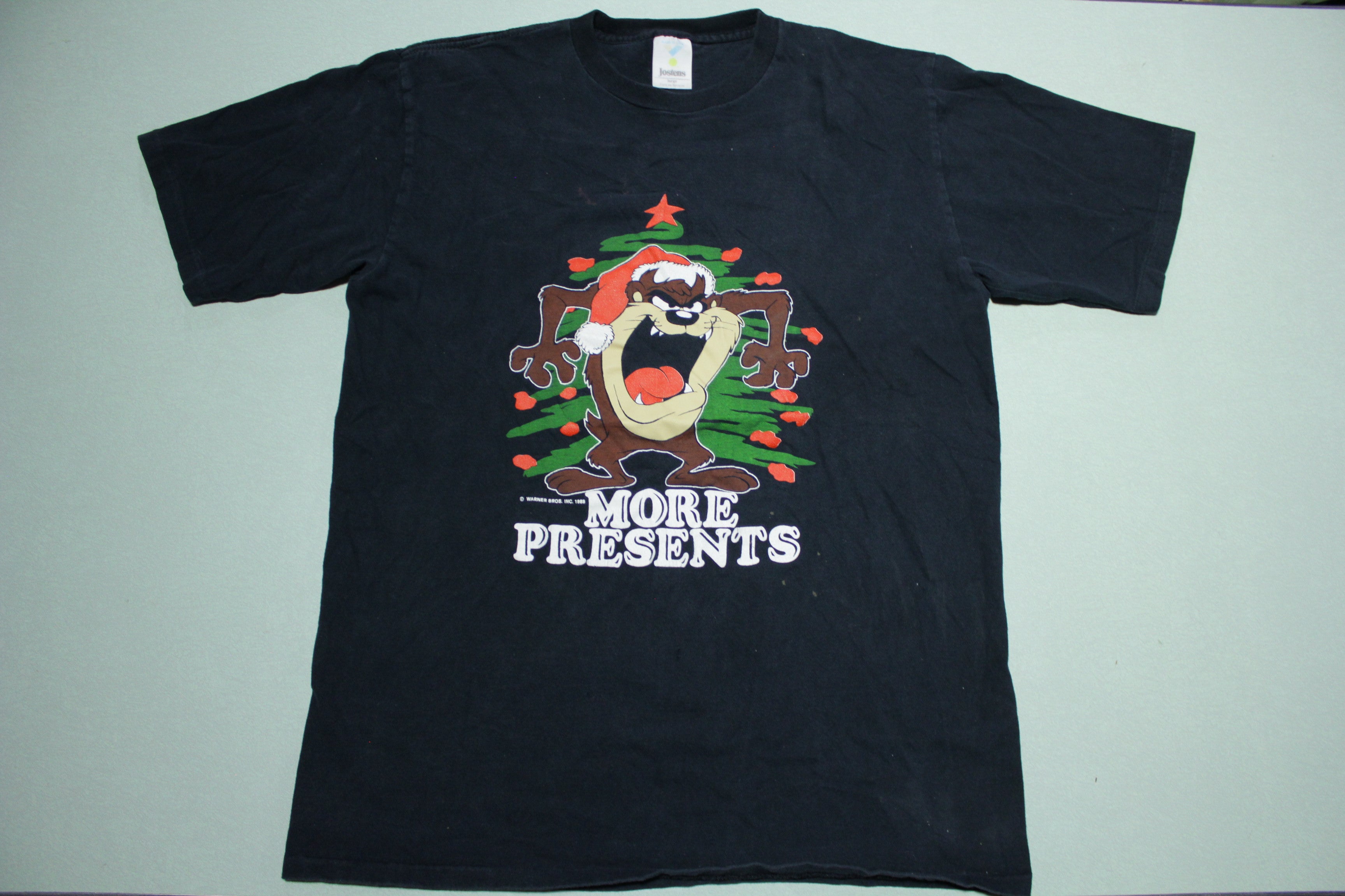 Taz Looney Tunes Christmas Vintage 1989 T-Shirt - More Presents - Single Stitch - Made in USA