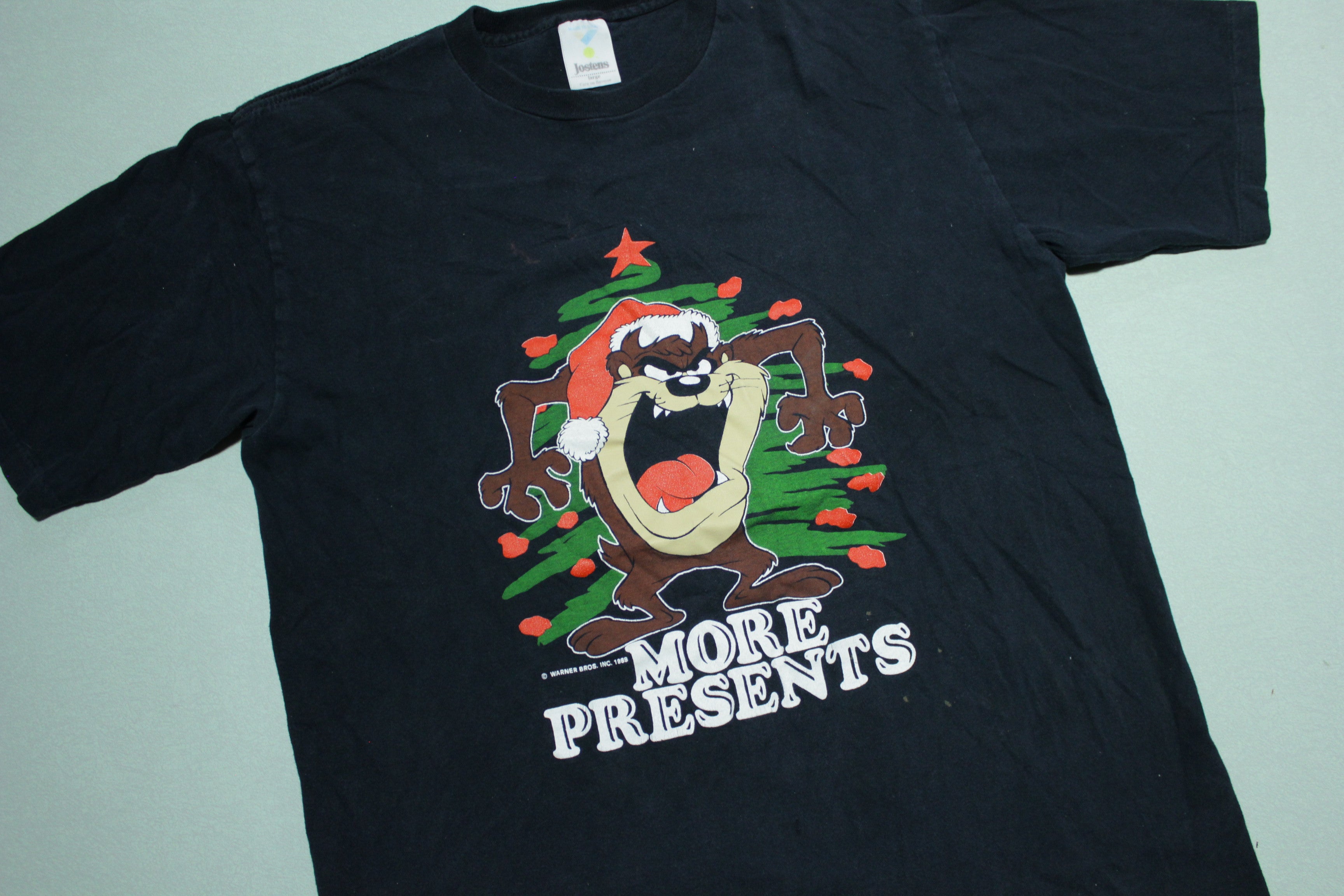 Taz Looney Tunes Christmas Vintage 1989 T-Shirt - More Presents - Single Stitch - Made in USA