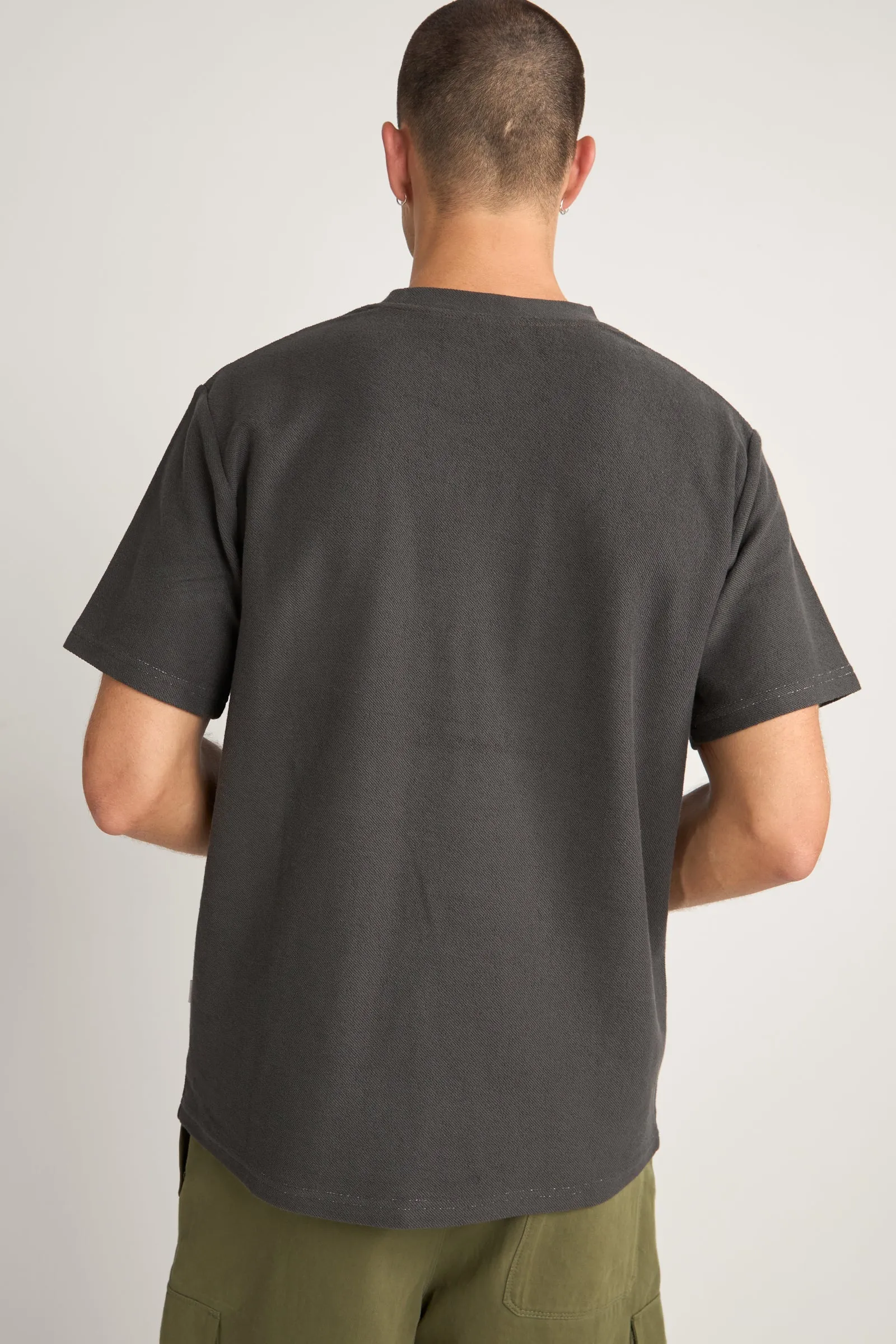 Terry T Shirt with Contrast Stitching in Black