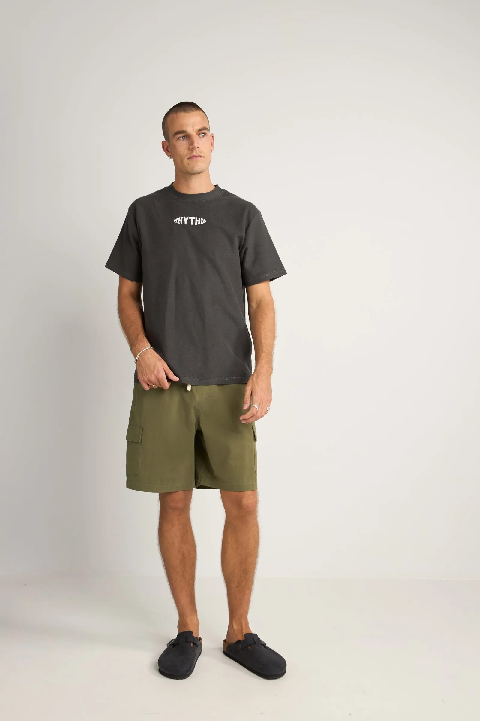 Terry T Shirt with Contrast Stitching in Black