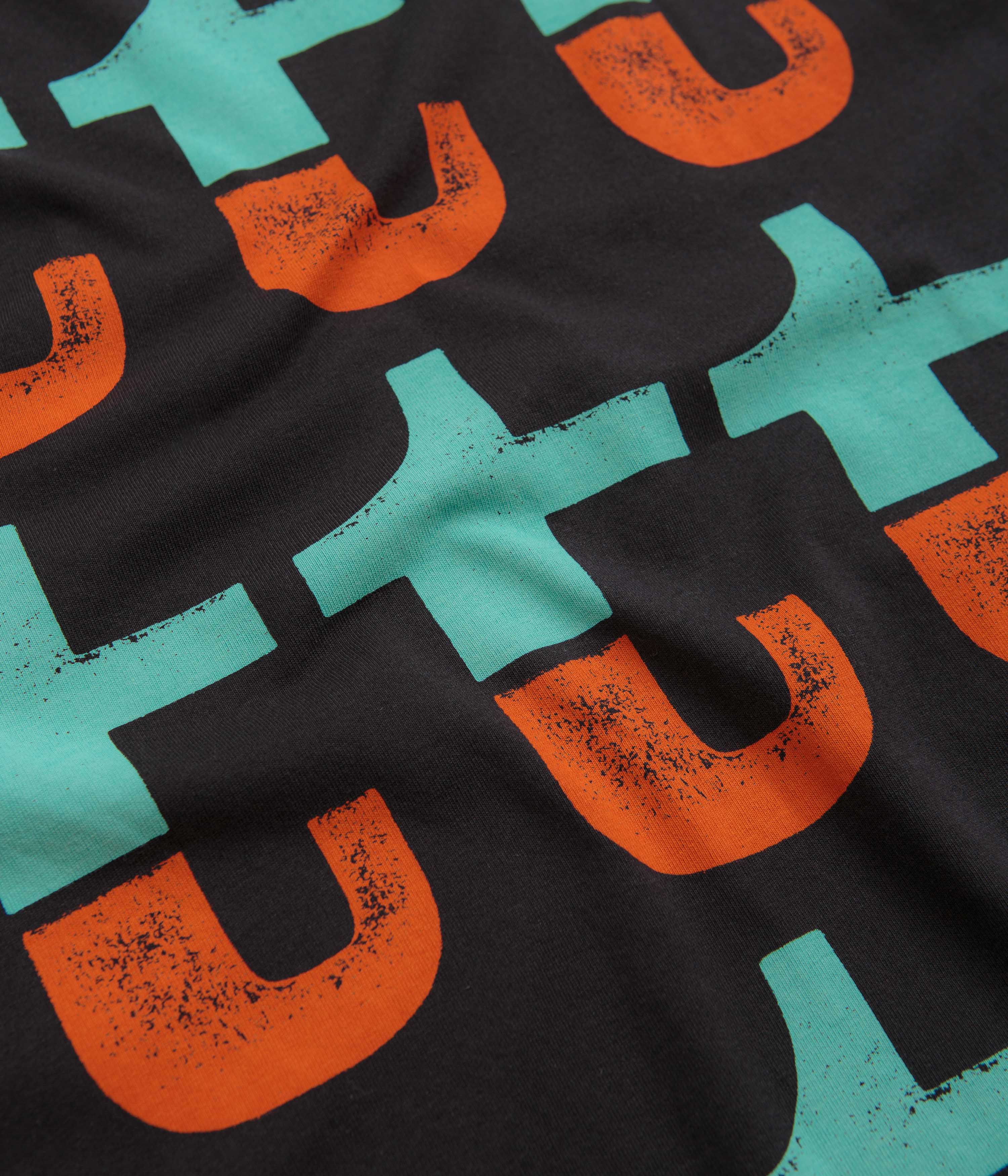 The Trilogy Tapes Black Long Sleeve T-Shirt - Orange and Turquoise