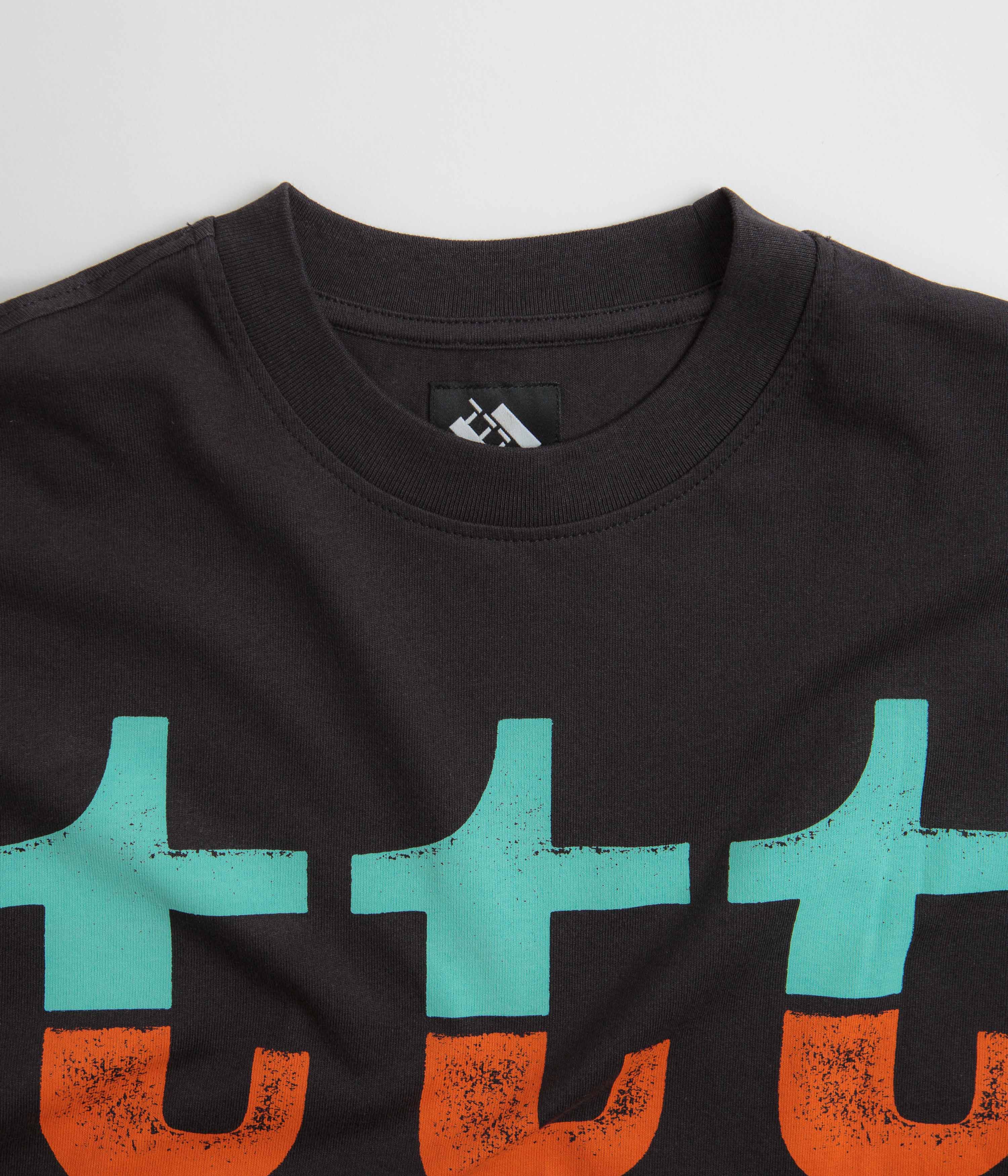 The Trilogy Tapes Black Long Sleeve T-Shirt - Orange and Turquoise