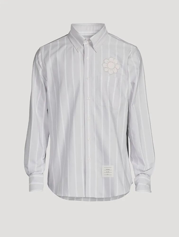 Satin Stitch Floral Applique Shirt by THOM BROWNE