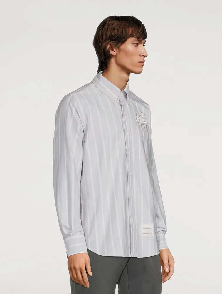 Satin Stitch Floral Applique Shirt by THOM BROWNE