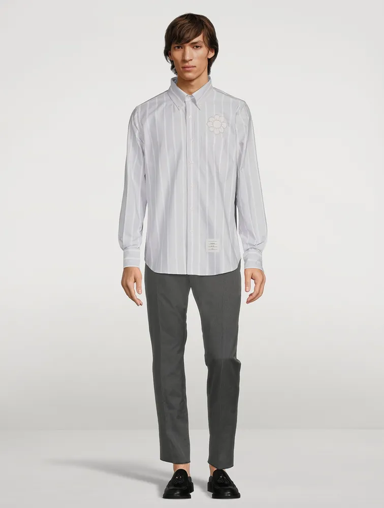 Satin Stitch Floral Applique Shirt by THOM BROWNE