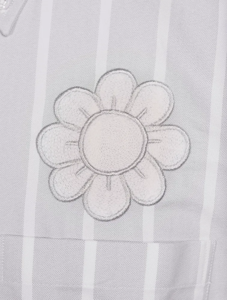 Satin Stitch Floral Applique Shirt by THOM BROWNE