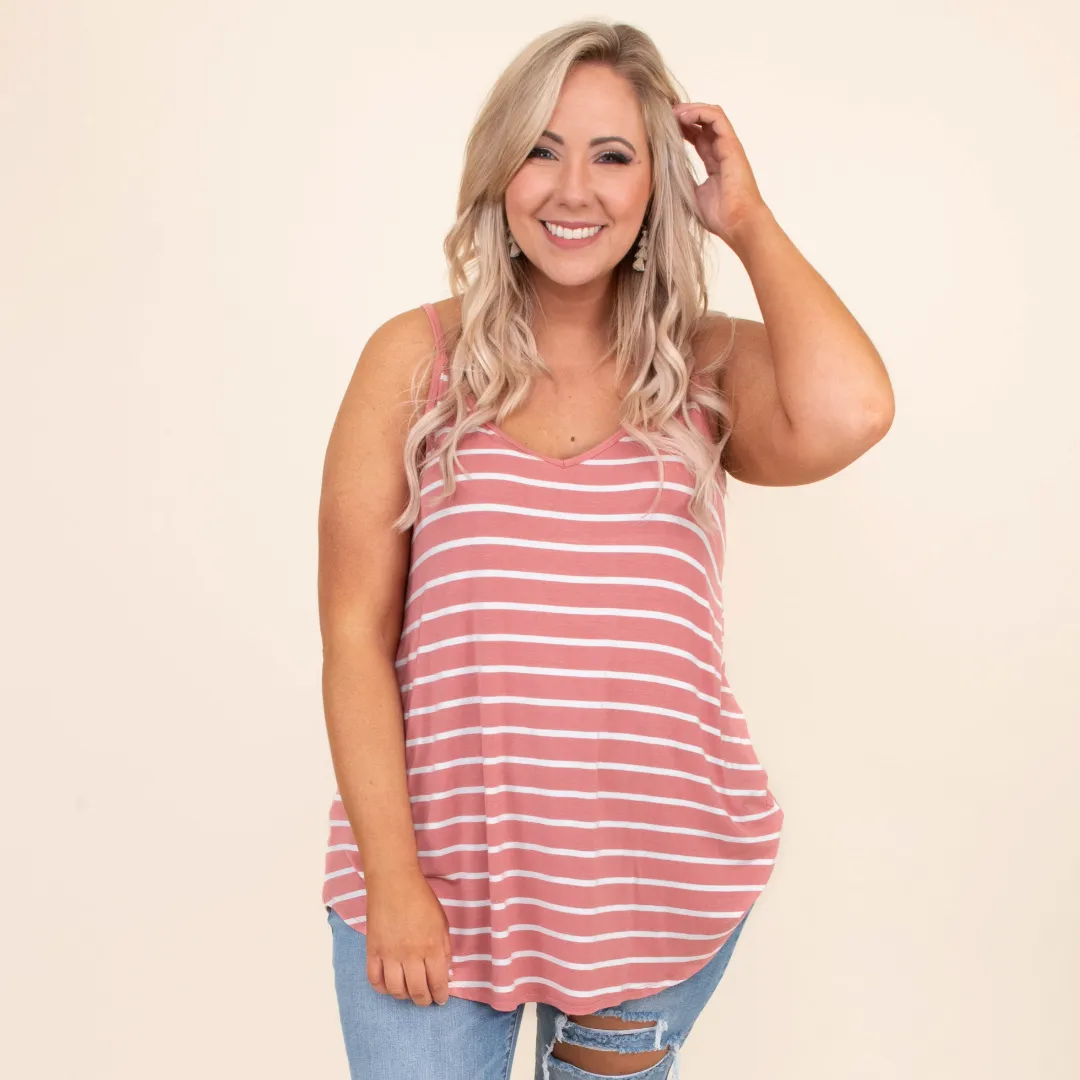 Toes In The Sand Tank, Ash Rose - Tank in Ash Rose color with a sandy beach theme.