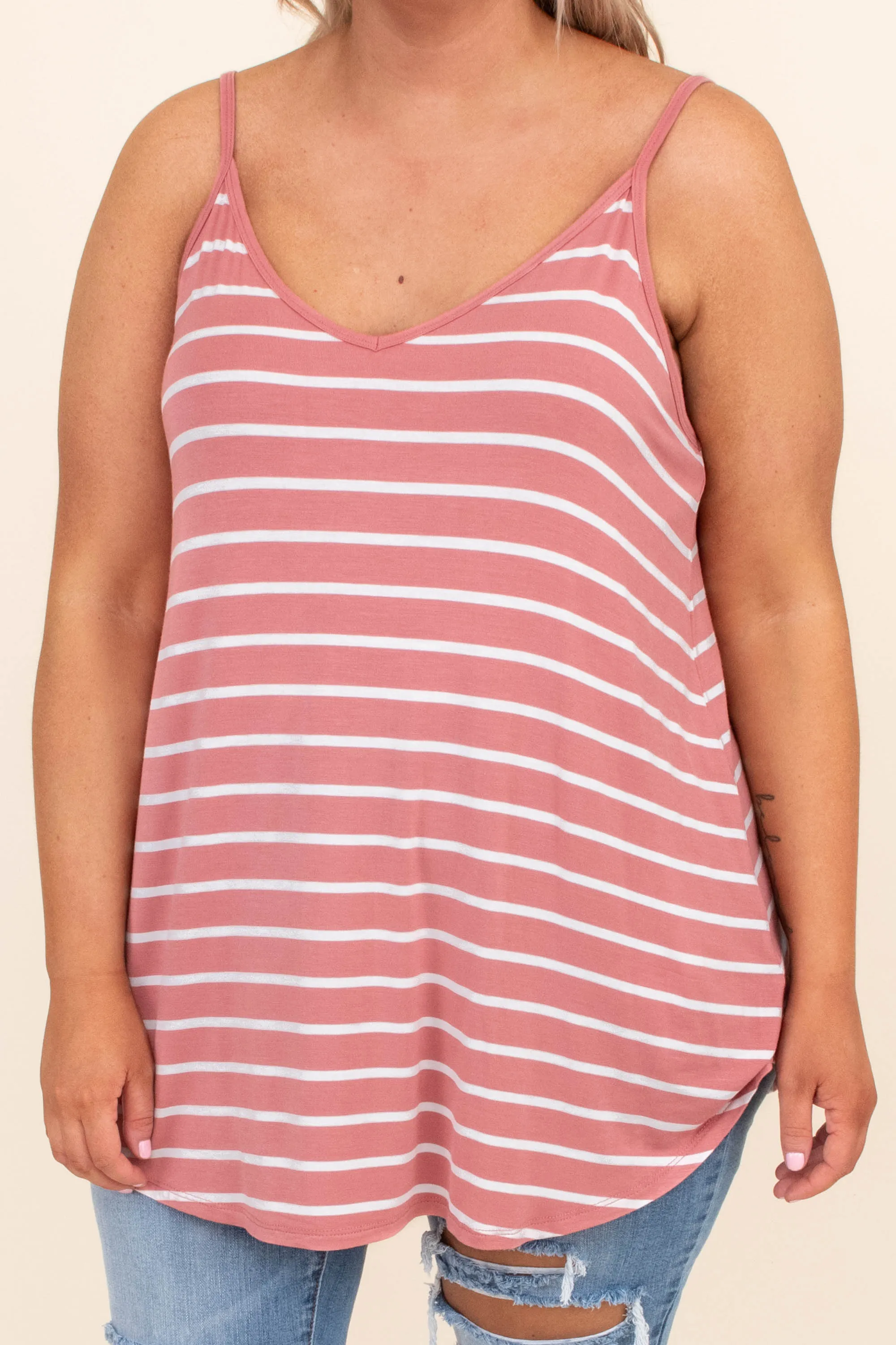 Toes In The Sand Tank, Ash Rose - Tank in Ash Rose color with a sandy beach theme.