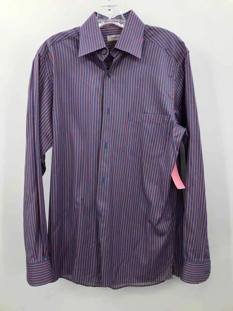 Used Ermenegildo Zegna Blue Small Stripe Men's Button Down