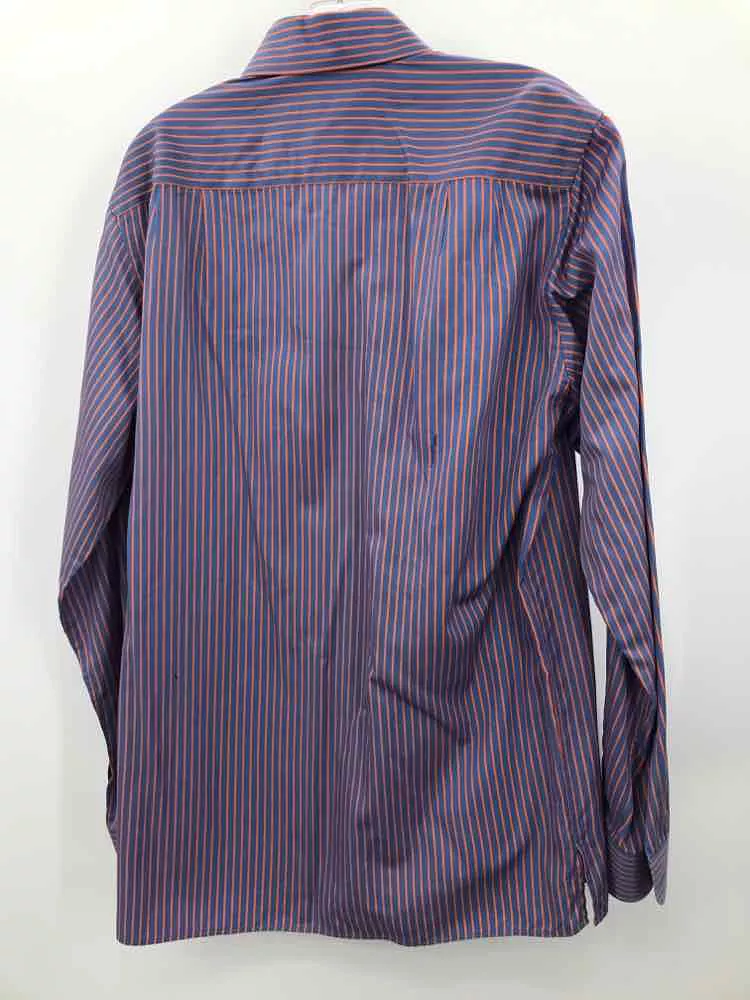 Used Ermenegildo Zegna Blue Small Stripe Men's Button Down