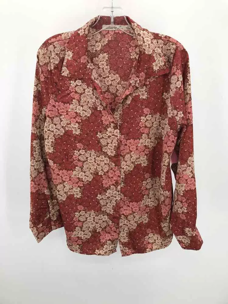 Used Liberty Love Red Button Down, Size Large, Printed, Best Deal.