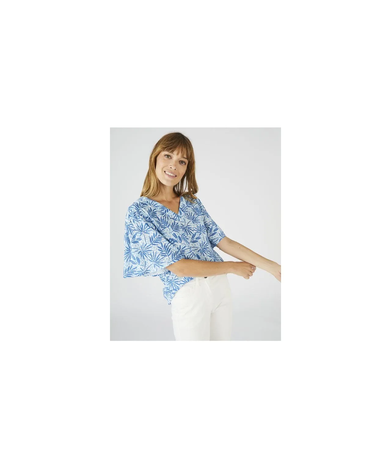 V-neck Fluted Sleeve Crinkle Blouse Stylish Women's Top