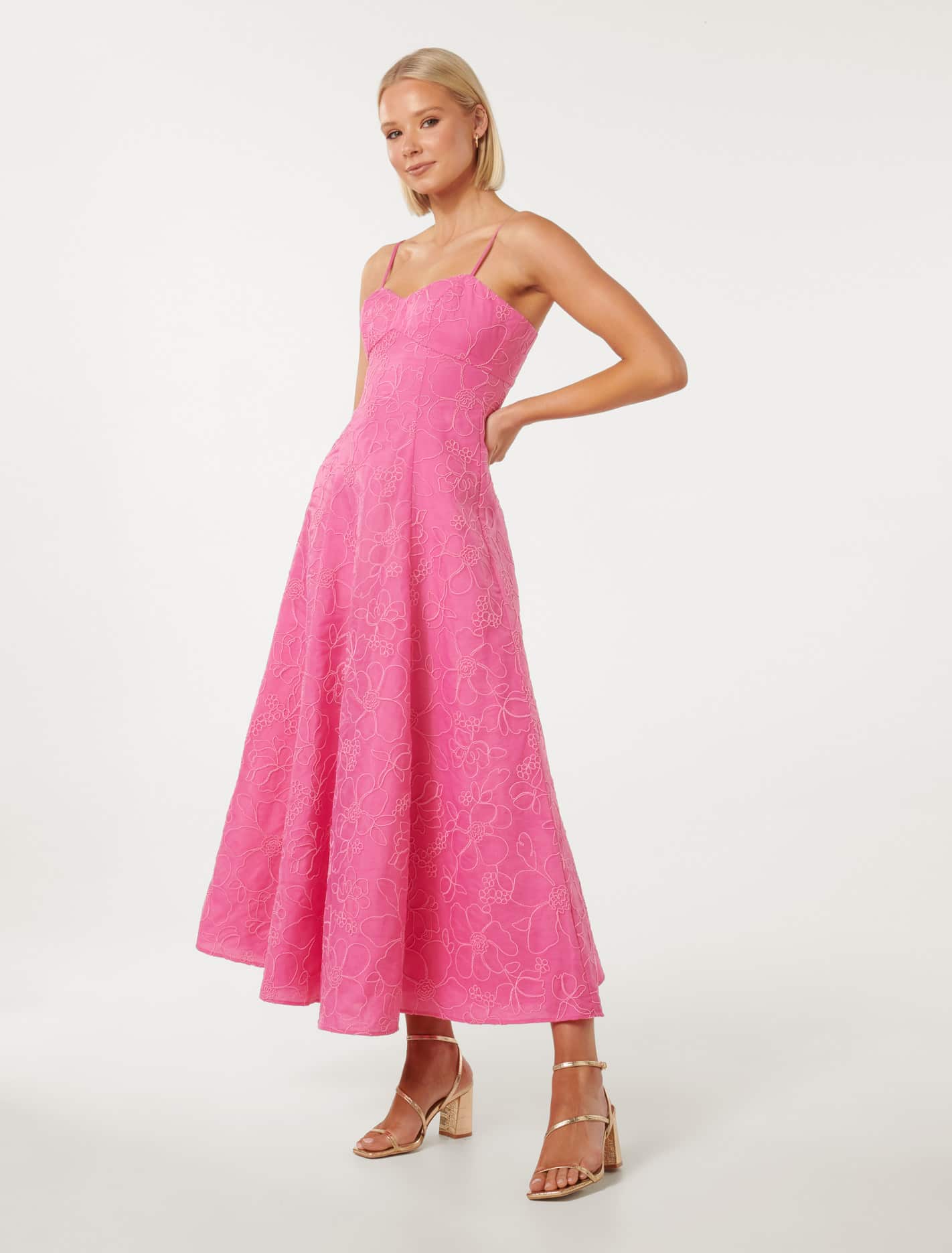 Vayda Embroidered Mid-Length Dress