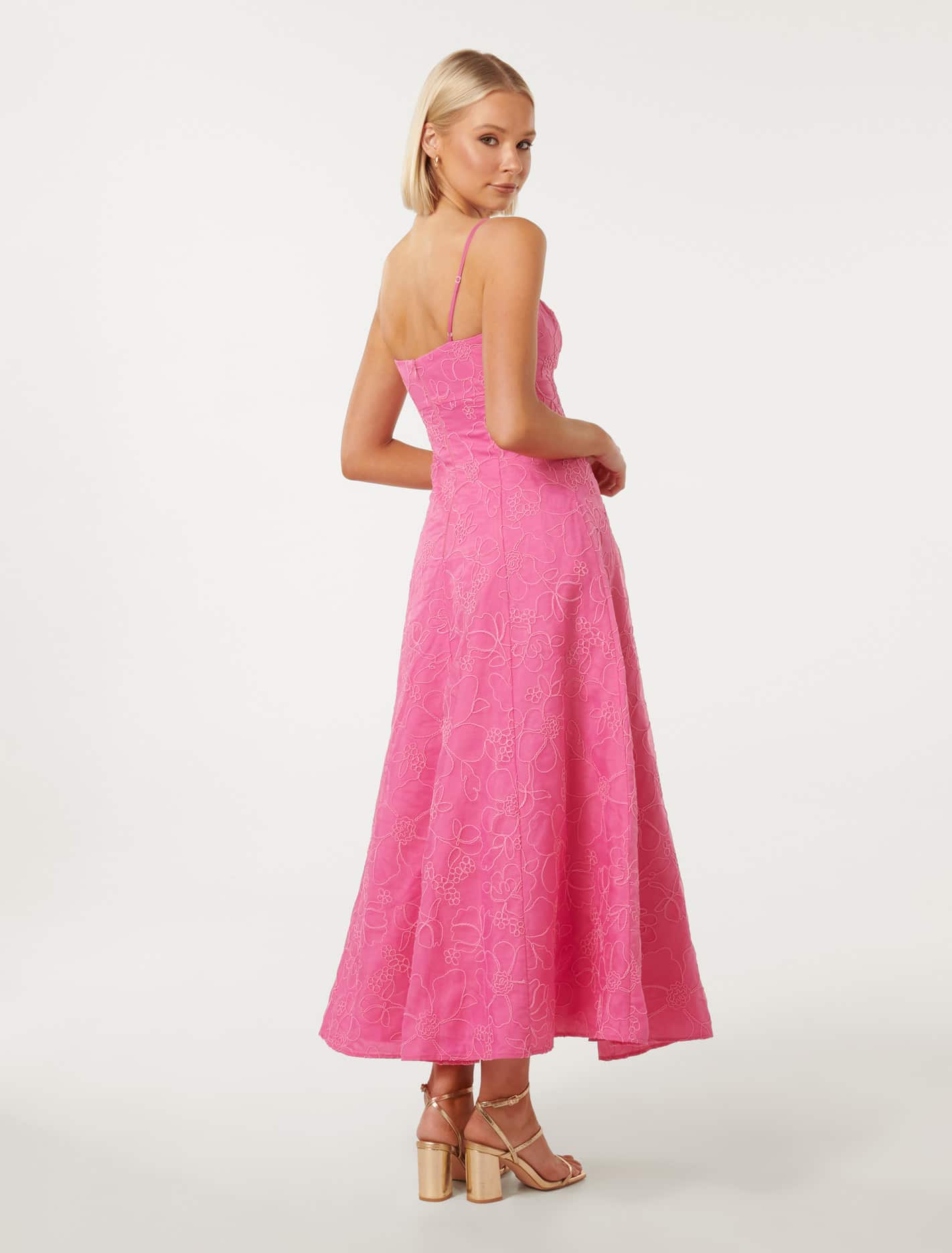 Vayda Embroidered Mid-Length Dress