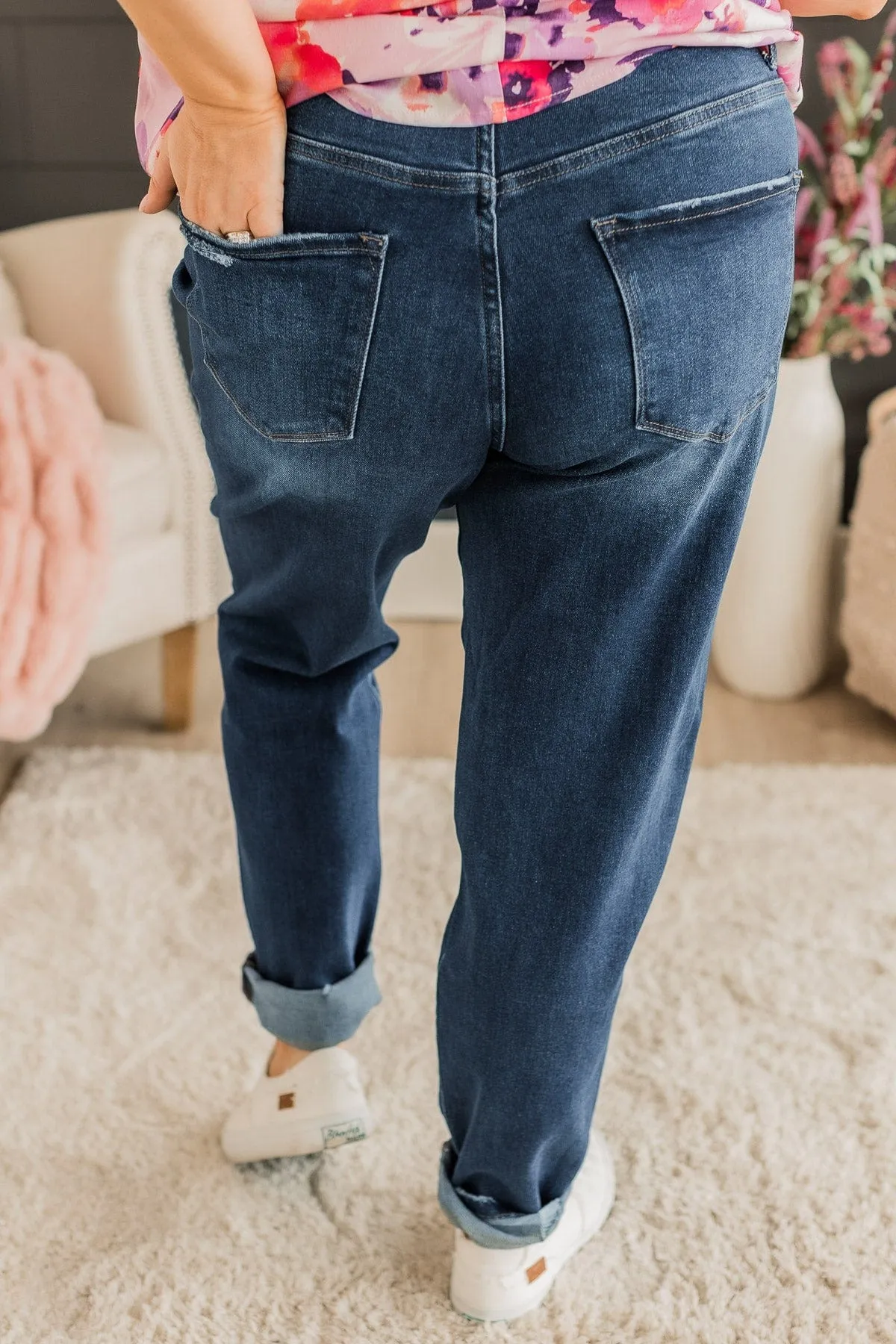 Vervet Roll Up Stretch Mom Jeans- Raelynn Wash high demand