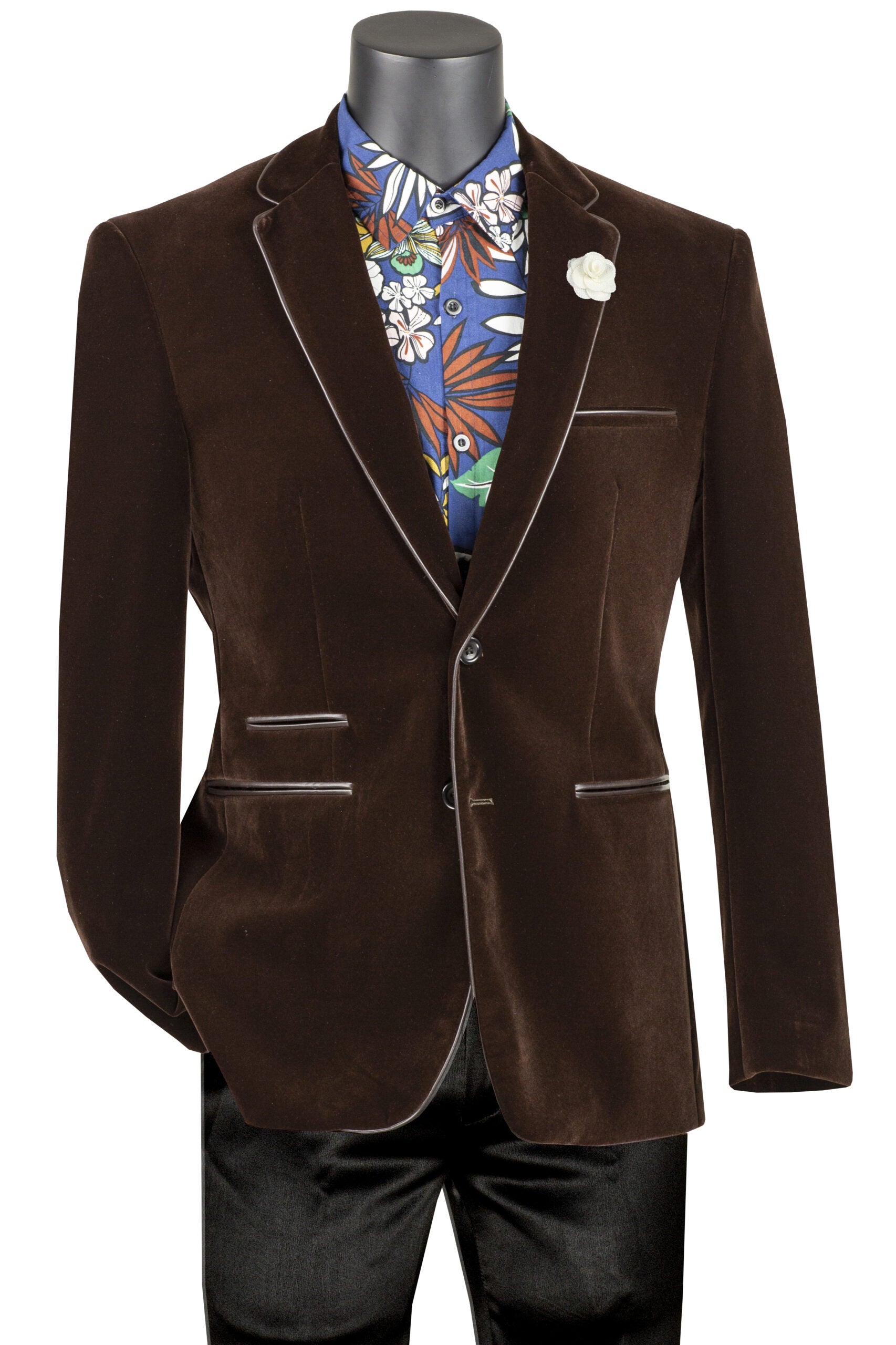 Vinci Brown Velvet Sport Coat Slim Fit - BS-02