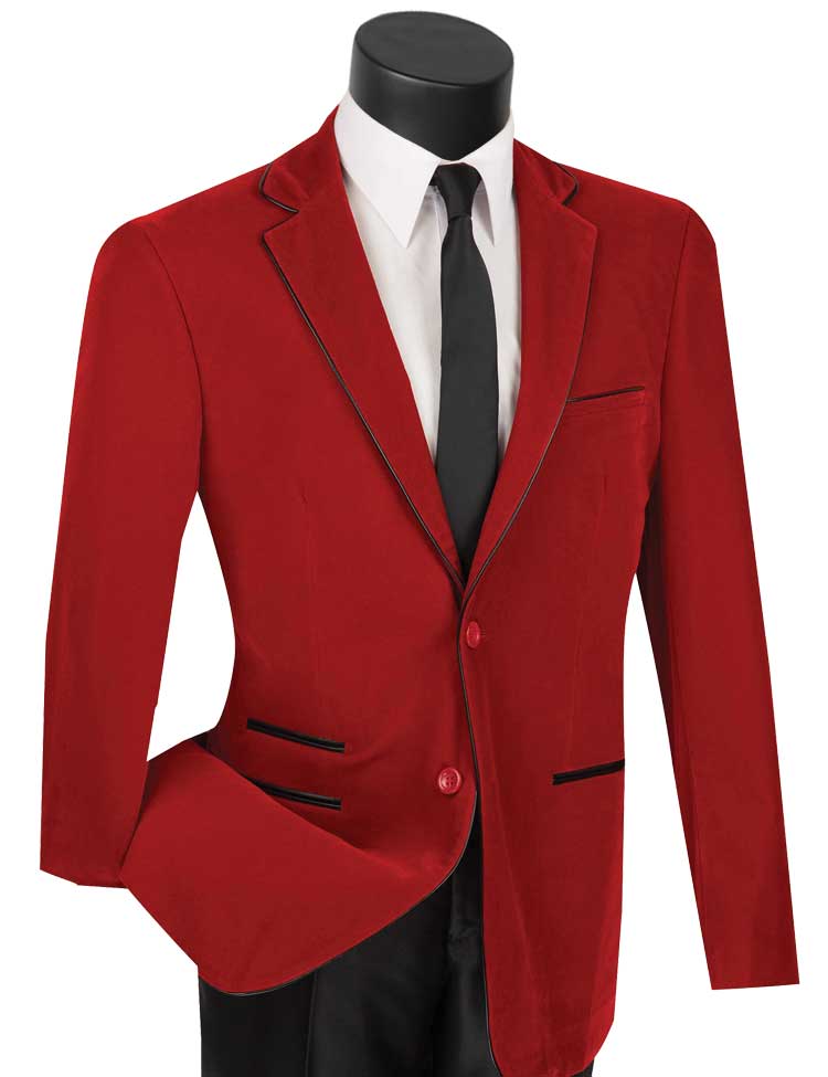 Vinci Men's Slim Fit Red Velvet Sport Coat - BS-02