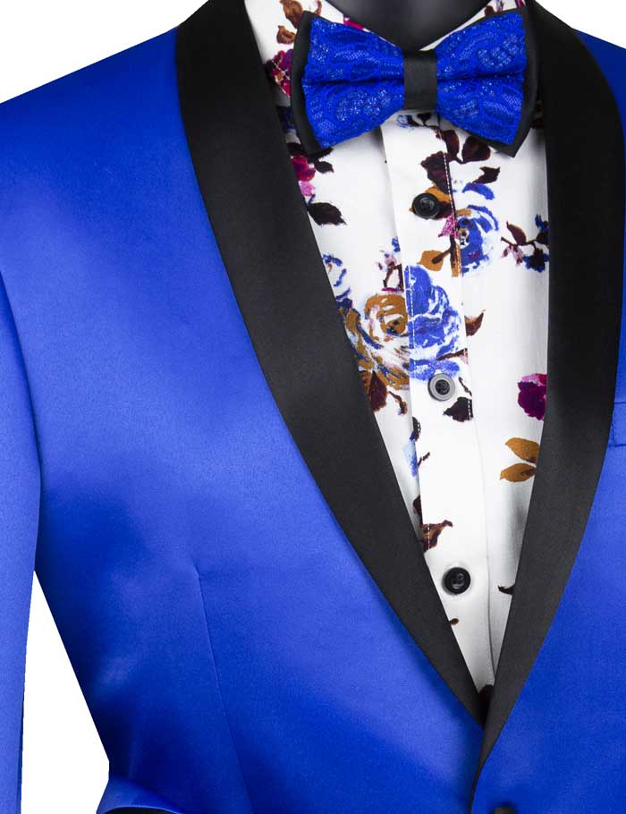 Vinci Royal Blue Slim Fit Sport Coat with Narrow Shawl Lapel (BST-1)