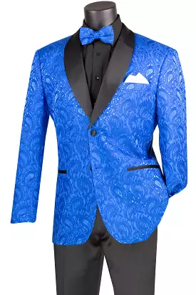 Vinci Royal Jacquard Sport Coat with Bow Tie (Modern Fit)