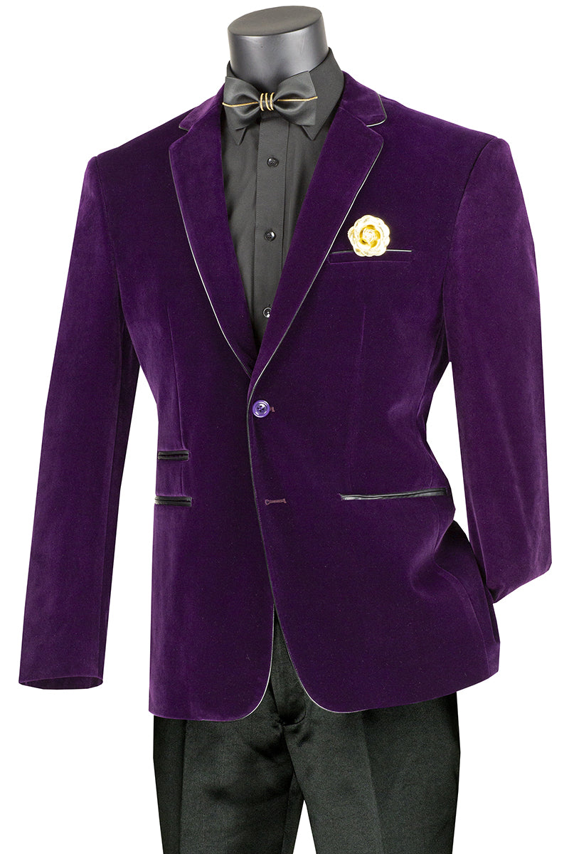 Vinci Velvet Sport Coat (Purple), Slim Fit - BS-02