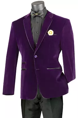 Vinci Velvet Sport Coat (Purple), Slim Fit - BS-02