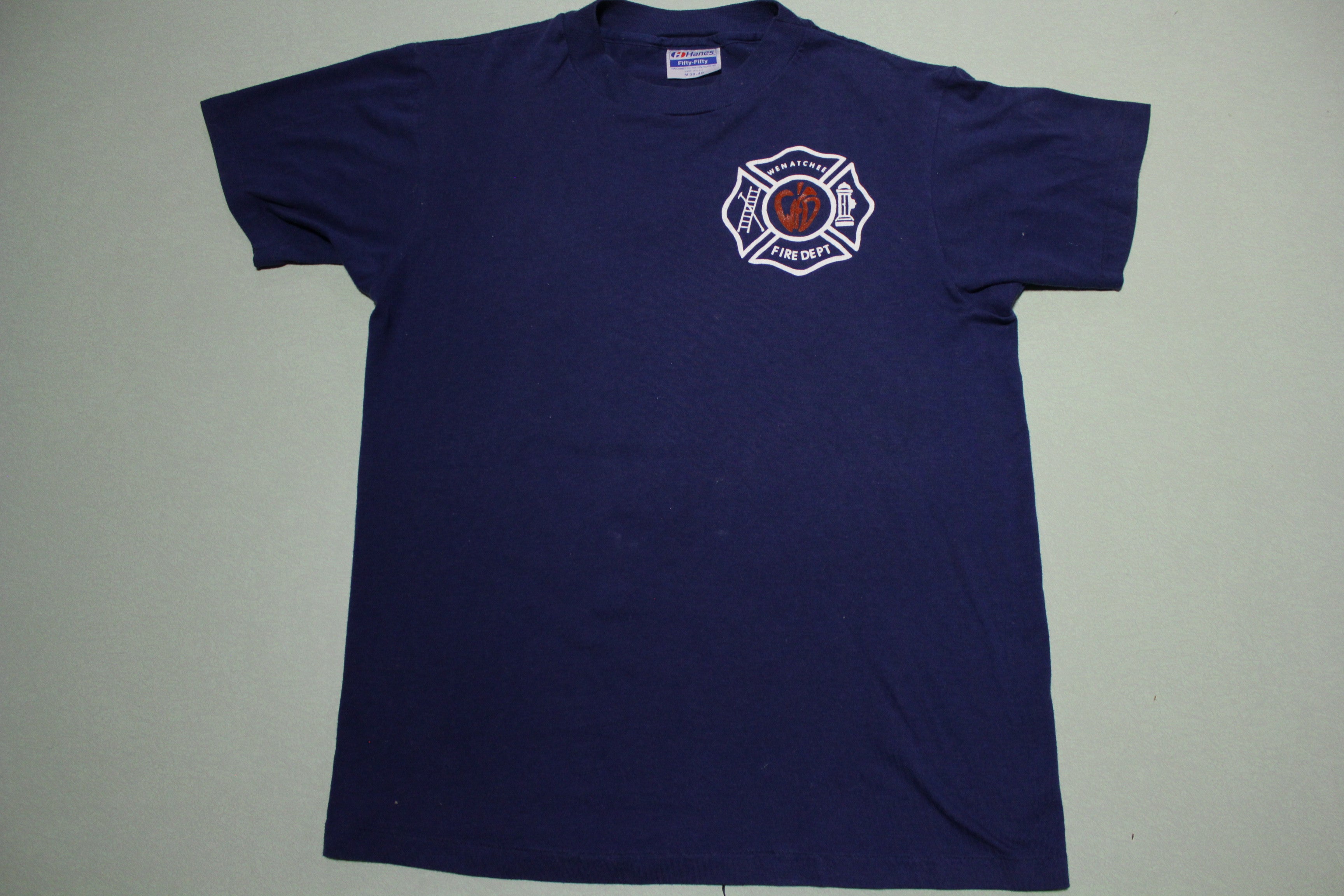 Vintage 80's Hanes Single Stitch Wenatchee Fire Department USA T-Shirt.