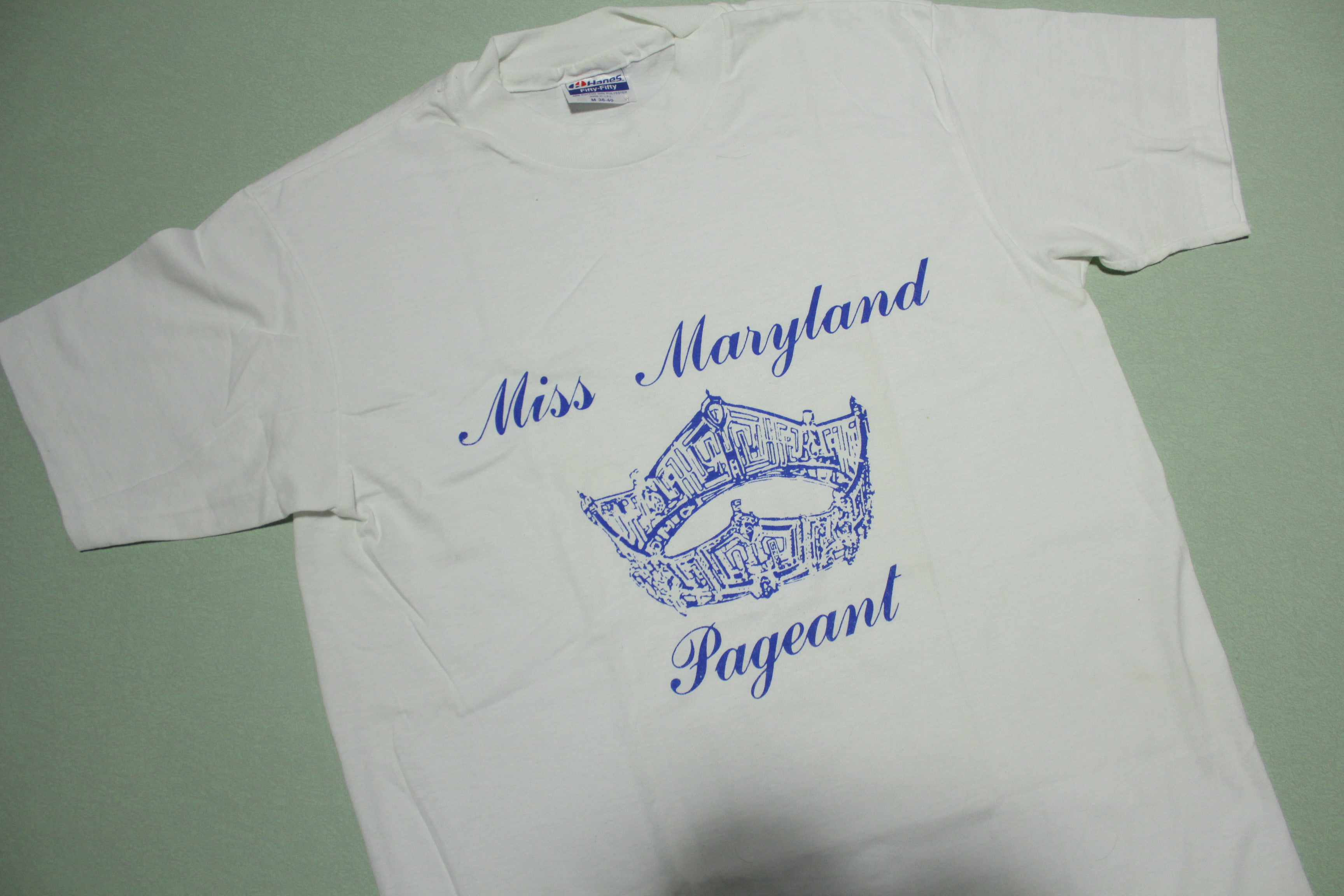 Vintage 80's Hanes USA Single Stitch T-Shirt - Crown Miss Maryland Pageant