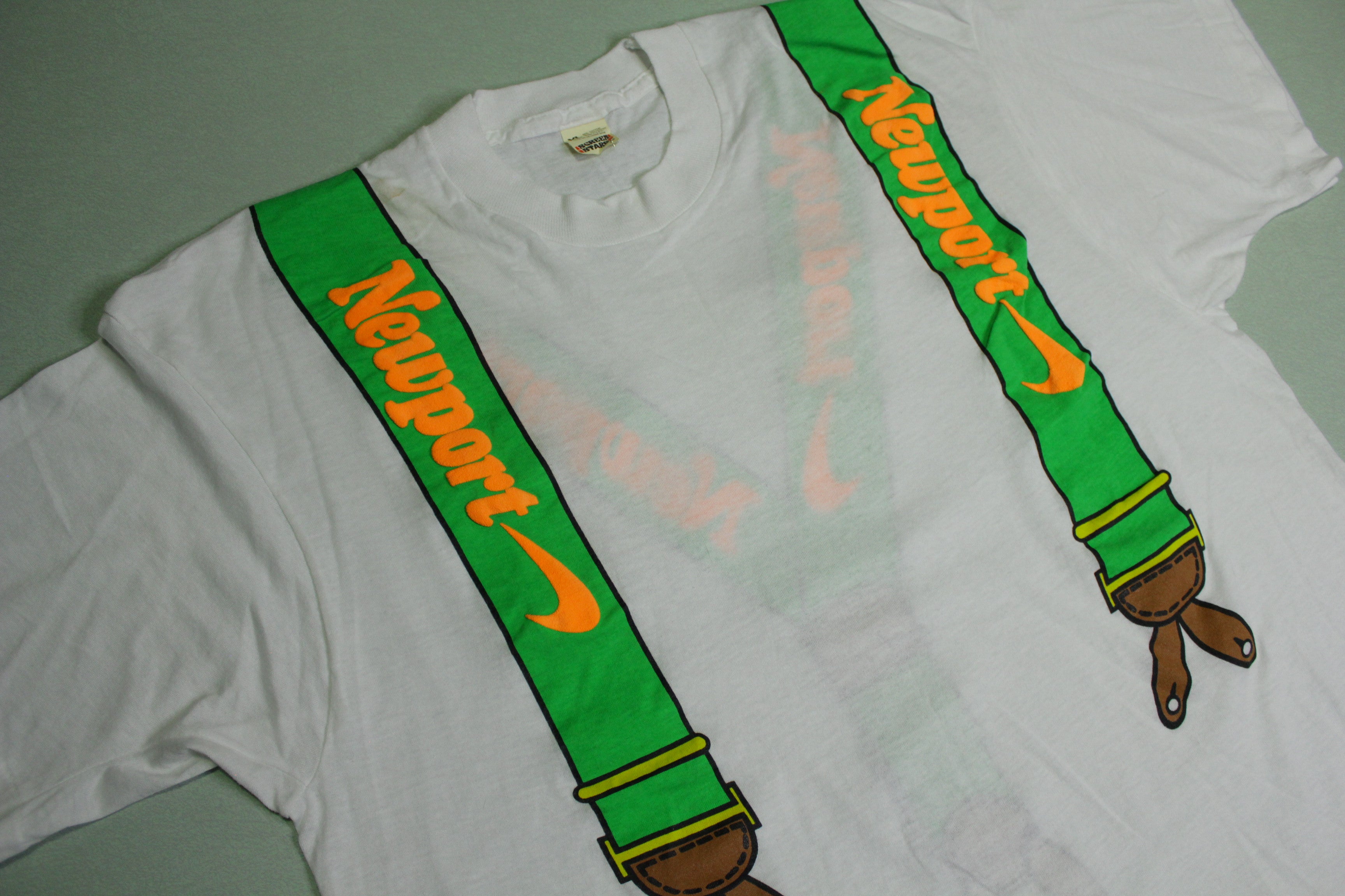 Vintage 80's Newport Cigarettes Deadstock T-Shirt with Suspenders - Screen Stars Single Stitch