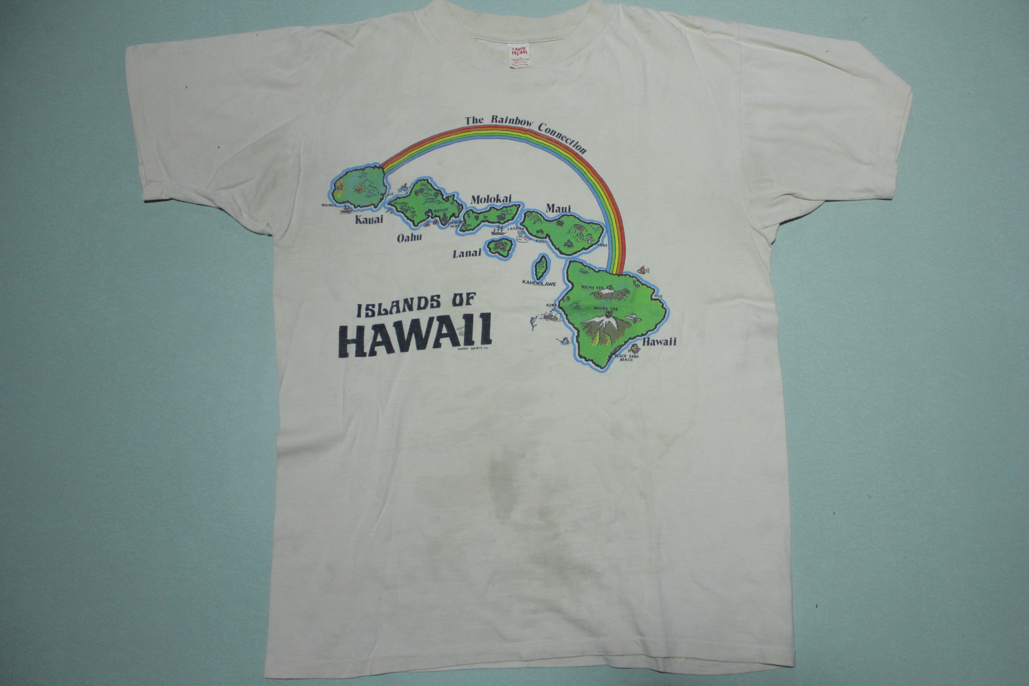 Vintage 80's Single Stitch RN 20100 T-Shirt - Hawaii Islands Rainbow Connection