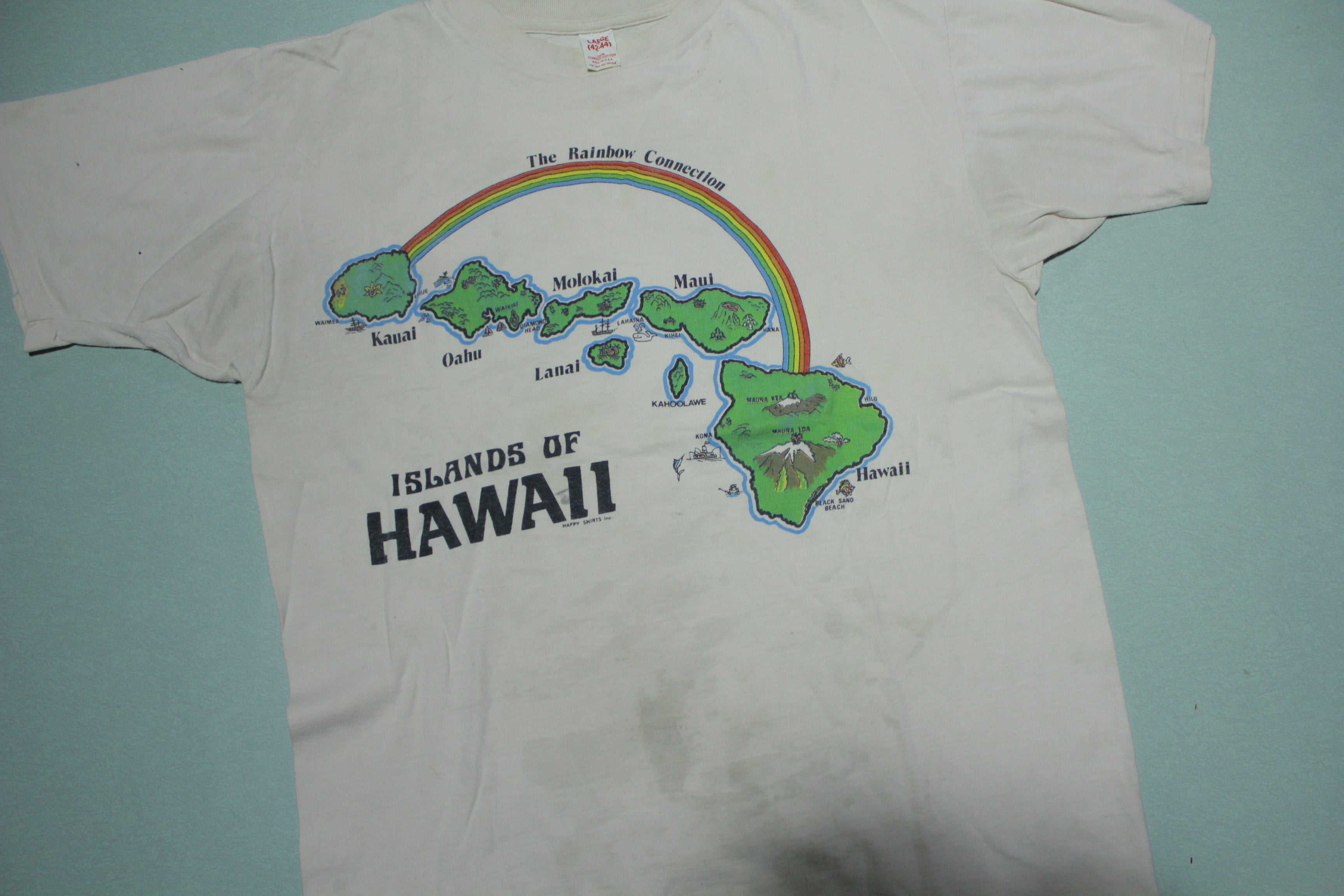 Vintage 80's Single Stitch RN 20100 T-Shirt - Hawaii Islands Rainbow Connection