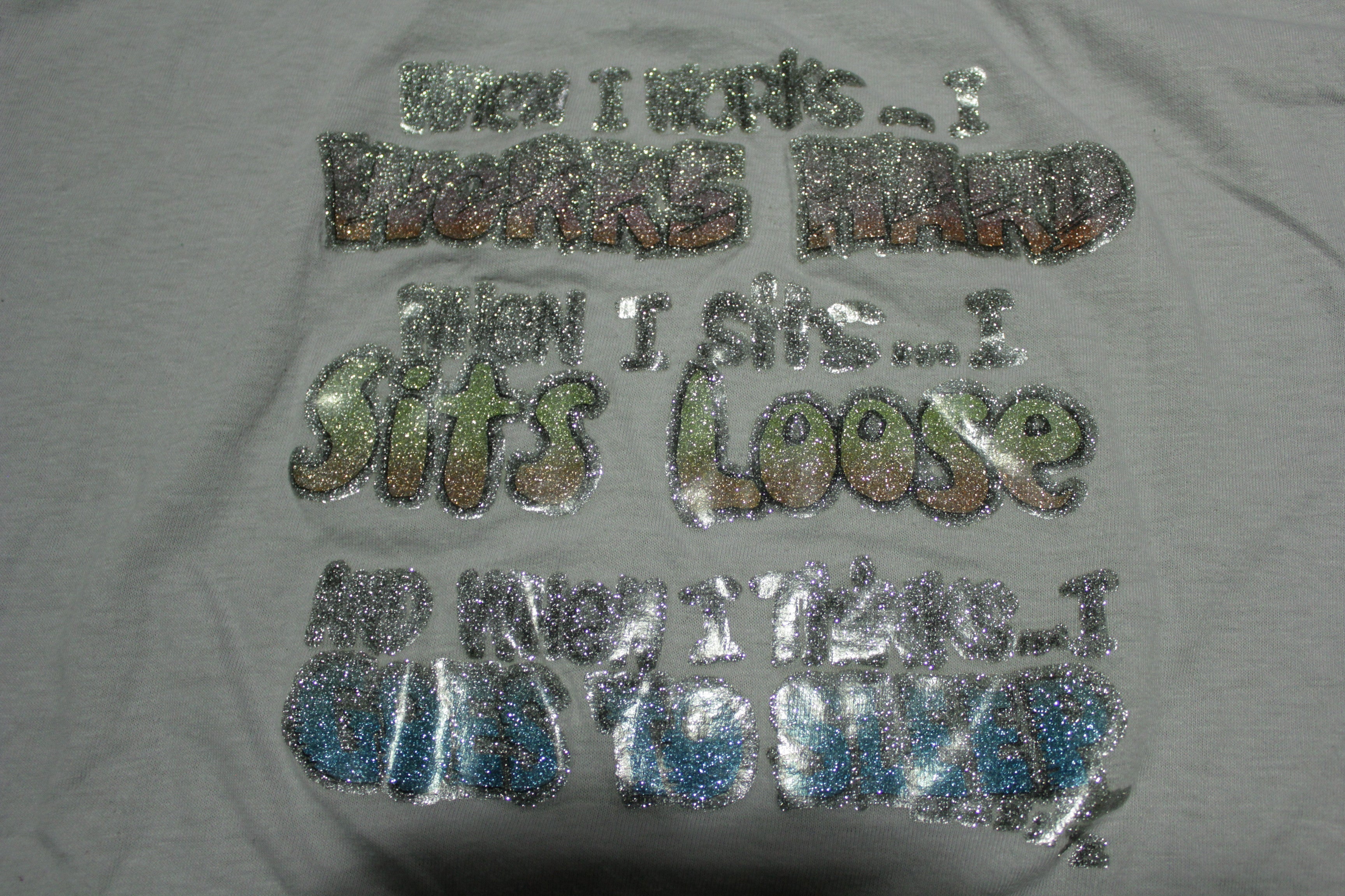 Vintage Glitter Sparkle Iron-On 80's T-Shirt - USA Made - Single Stitch