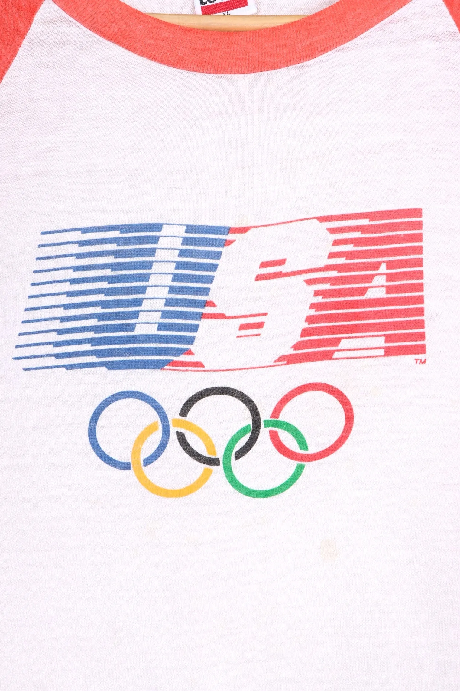 Vintage LEVI'S Olympics Team USA 1980s Single Stitch Paper Thin Raglan T-Shirt (Size Large)