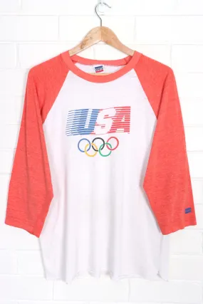 Vintage LEVI'S Olympics Team USA 1980s Single Stitch Paper Thin Raglan T-Shirt (Size Large)