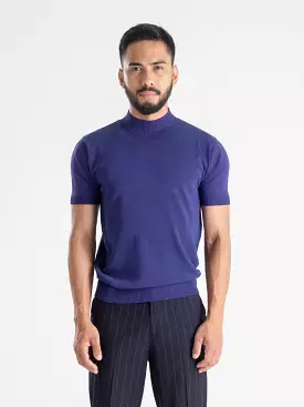 Violet Ribbed Collar Knit Tee