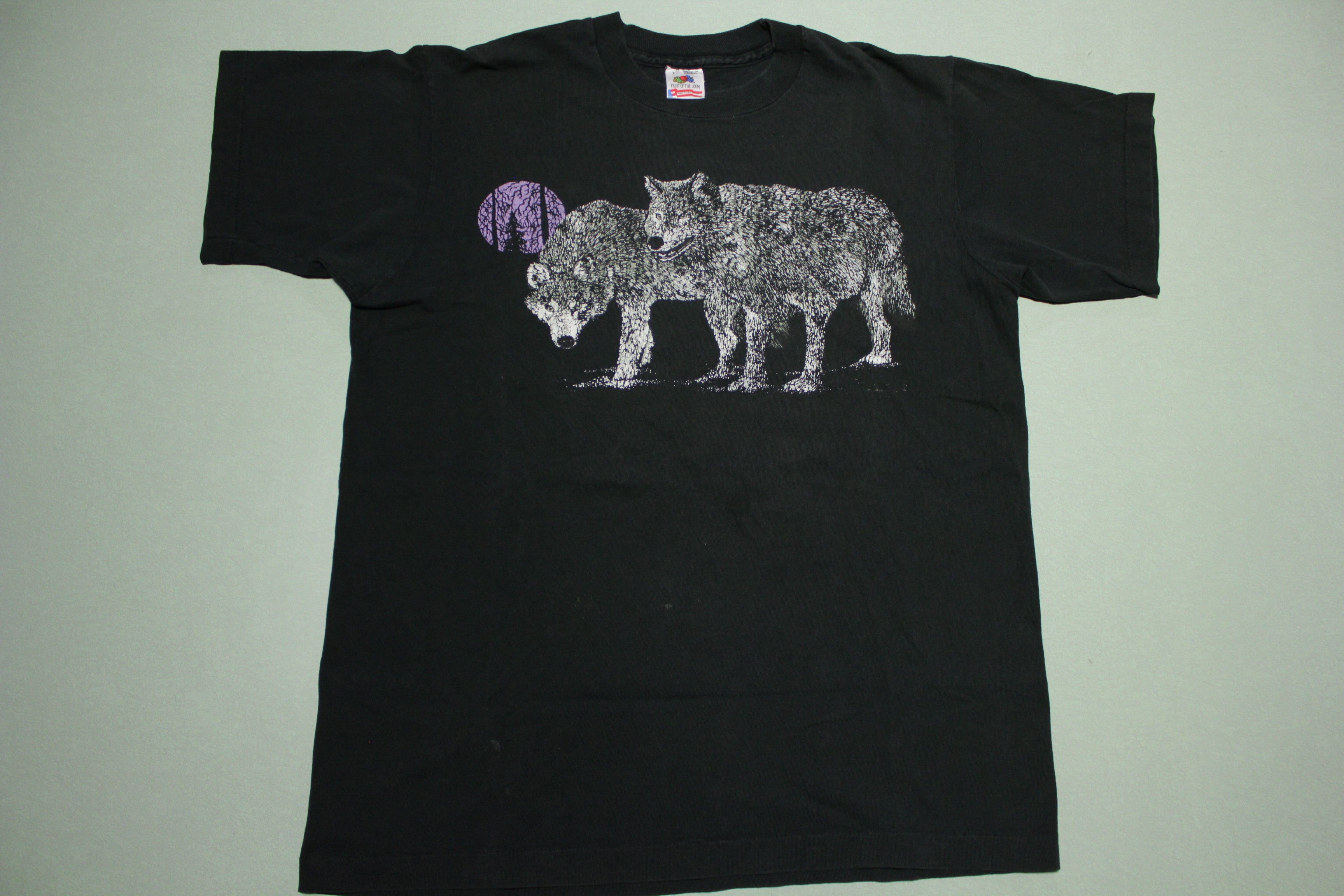 Wolf Pack Moon 90's Vintage Fruit of the Loom Single Stitch USA Made T-Shirt available for purchase