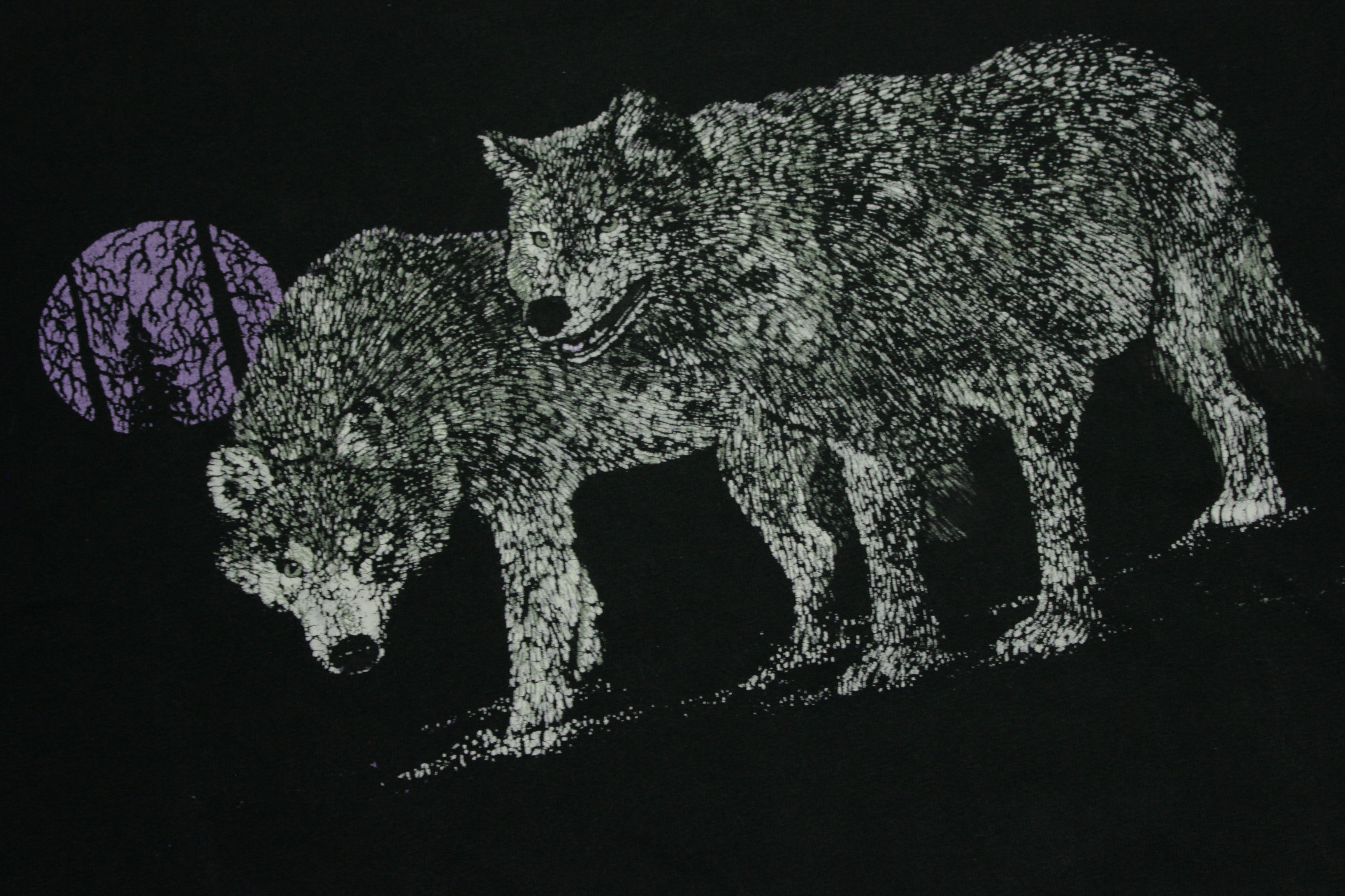 Wolf Pack Moon 90's Vintage Fruit of the Loom Single Stitch USA Made T-Shirt available for purchase