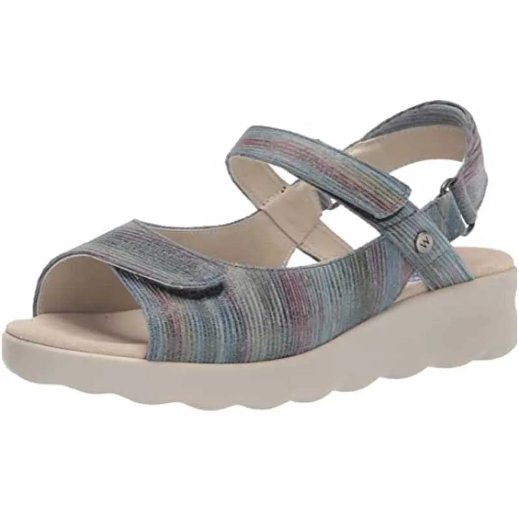 Pichu Ligned Suede Sandal Multi Jeans 0189043984 (Women's) by Wolky