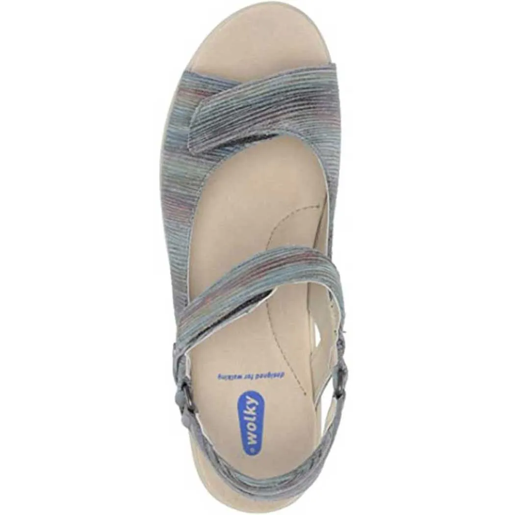 Pichu Ligned Suede Sandal Multi Jeans 0189043984 (Women's) by Wolky