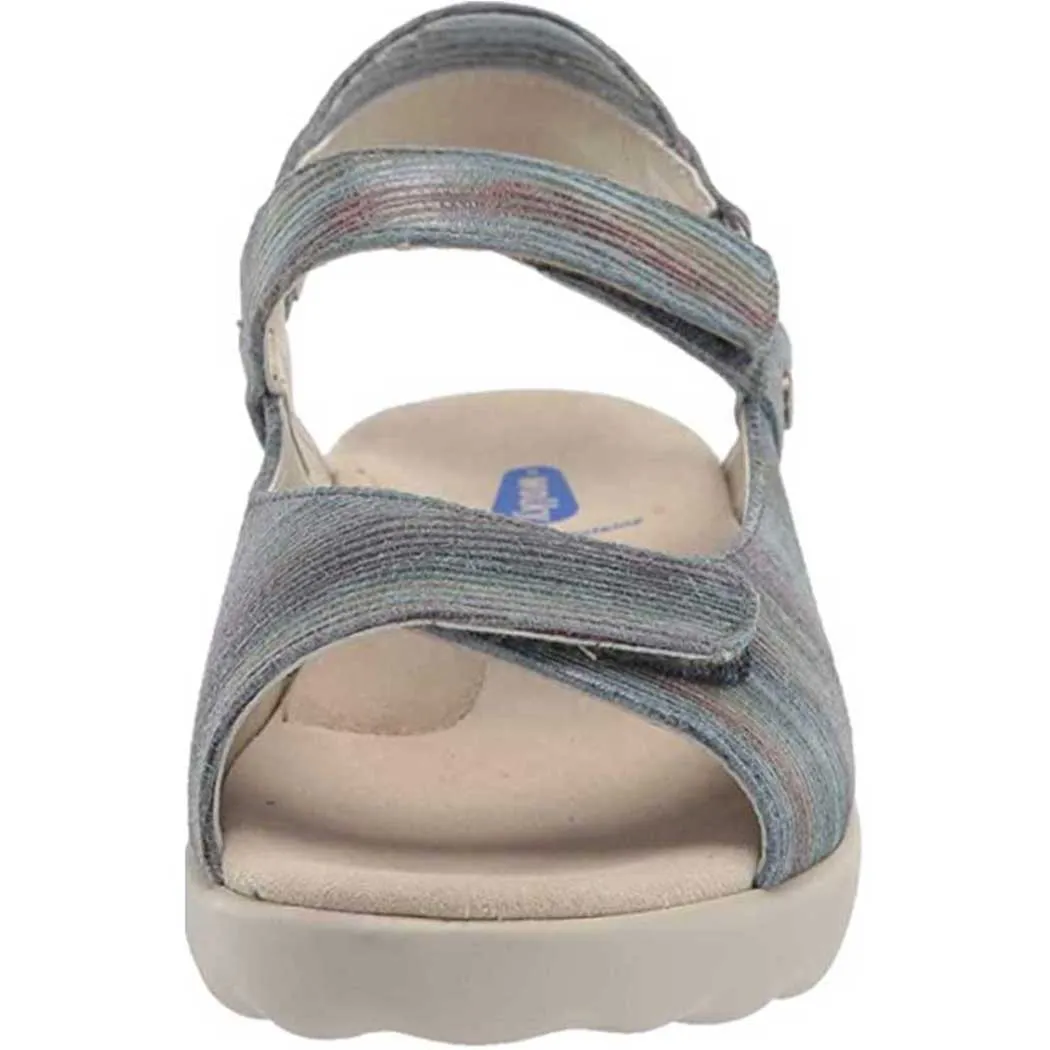 Pichu Ligned Suede Sandal Multi Jeans 0189043984 (Women's) by Wolky