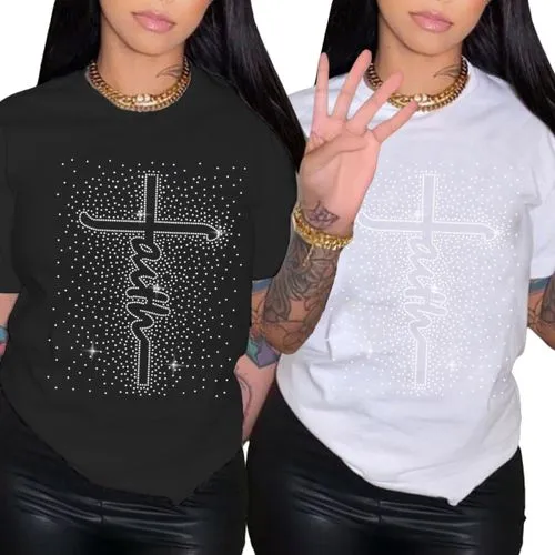 Women's Diamond Streetwear T-Shirt with Short Sleeves