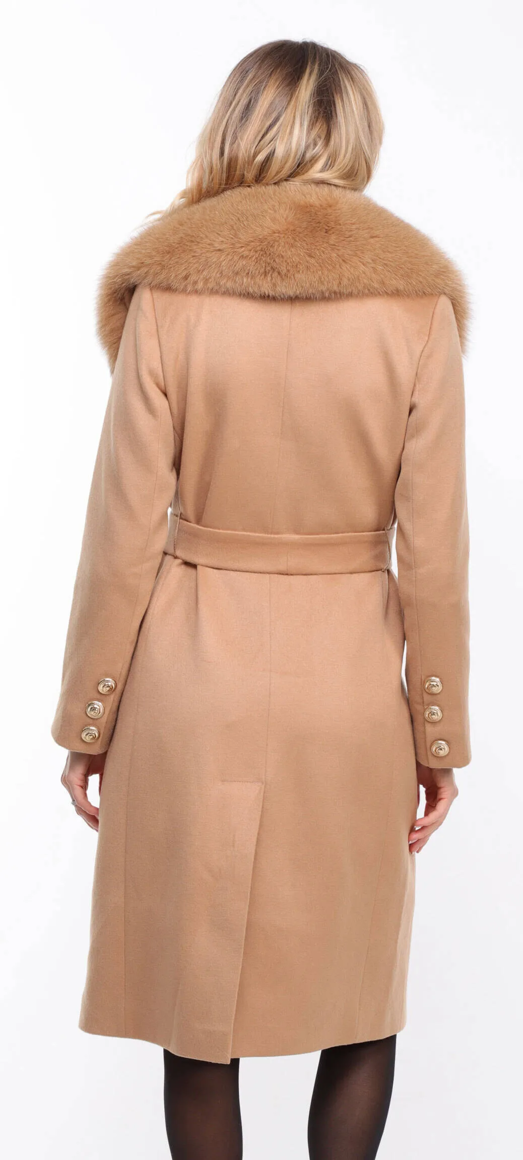 Gold wool fox coat for women