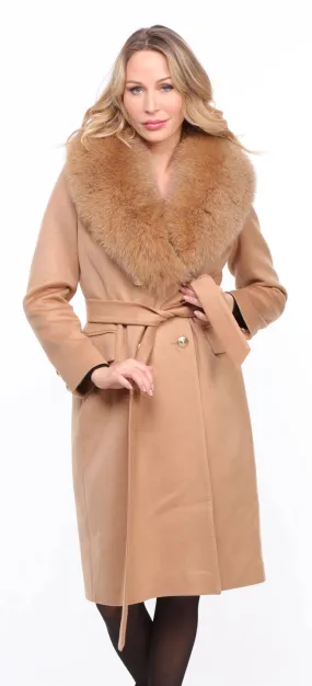 Gold wool fox coat for women