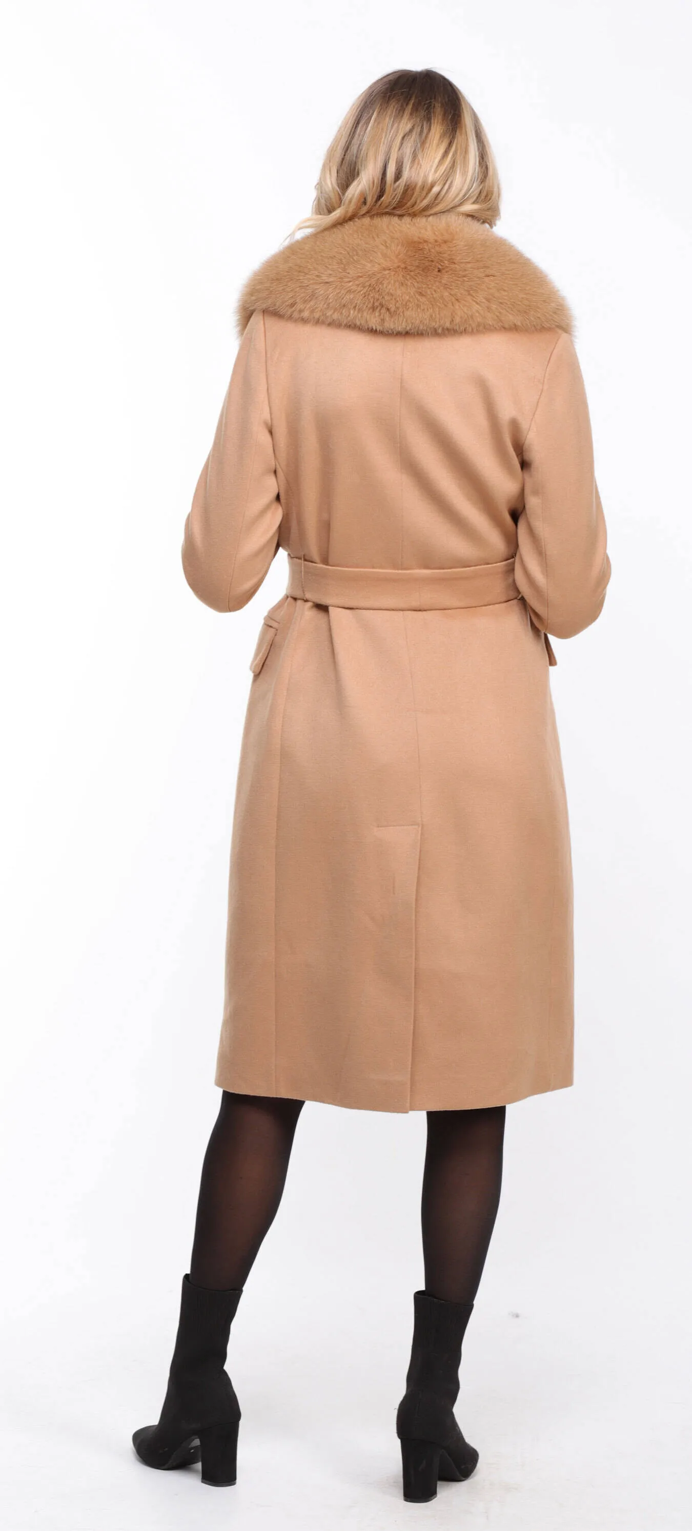 Gold wool fox coat for women