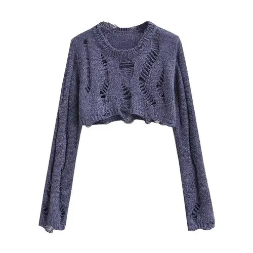 Women's Knitted Long Sleeve Sweater Blouses - Streetwear, Solid Color