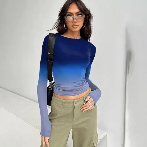 Women's Long Sleeve Gradient Color Streetwear T-Shirts