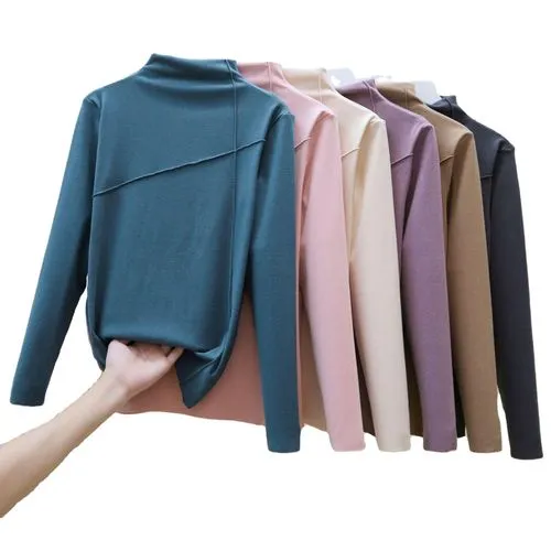 Women's Long Sleeve Patchwork Solid Color T-shirts - Fashion