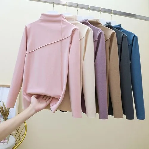 Women's Long Sleeve Patchwork Solid Color T-shirts - Fashion