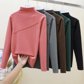 Women's Long Sleeve Patchwork Solid Color T-shirts - Fashion