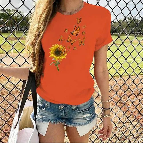 Women's Short Sleeve T-shirts with Streetwear Printing