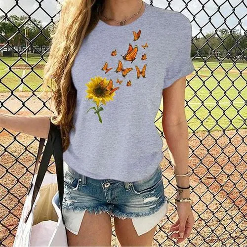 Women's Short Sleeve T-shirts with Streetwear Printing